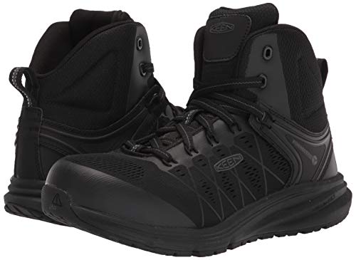KEEN Utility Men’s Vista Energy Mid Sneakers Composite Toe Work Shoes Construction Shoes, Black/Raven, 7 D (Medium) US