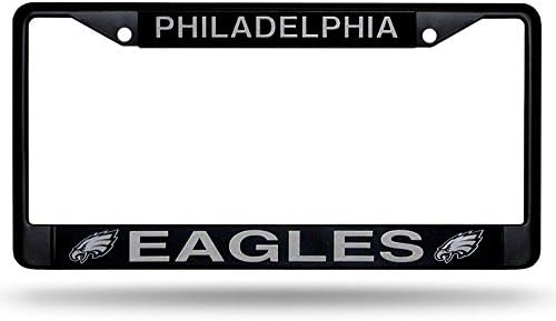 Rico Industries NFL Football Primary Black Chrome Frame with Plastic Inserts 12" x 6" Car/Truck Auto Accessory