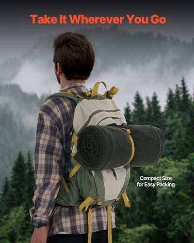 VEVOR Wool Camping Blanket, Large Warm Stadium Blanket, Flame Retardant, Great for Outdoors, Picnics, Hiking, Sports Events, Travel, Car & Bushcraft Survival Kits, 64" x 88", Army Green Wool Blankets