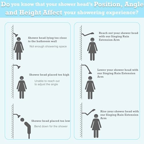 11 Inch Adjustable Shower Head Extension Arm With Locking Set Screw, Singing Rain Brass Nickel Brushed Angle Height Adjustable, Easy To Install, G1/2 Universal Connector Compatible (Nickel Brushed)