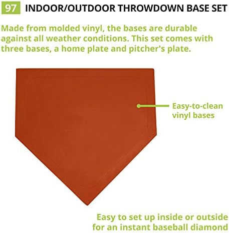 Champion Sports Throwdown Base Set: 5 Youth League Kids Baseball & Softball Rubber Throw Down Bases - Boys & Girls Training & Practice Equipment, Orange