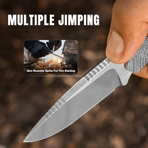 Kizer Beaver Fixed Blade Knife with Sheath, 2.75" Nitro-V Steel Blade EDC Camping Knife with Black Micarta and Orange G10 Handle, Small Bushcraft Survival Hunting Knives for Men Women, 1078A2