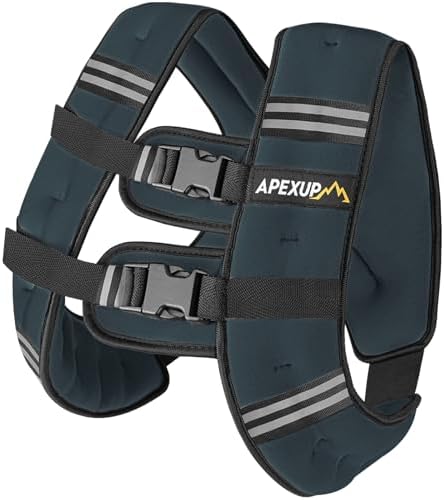 APEXUP Weighted Vest with 5lbs/10lbs/15lbs/20lbs/25lbs/30lbs Weights and Reflective Stripe, Weight Vest Men Women for Workout, Strength Training, Running