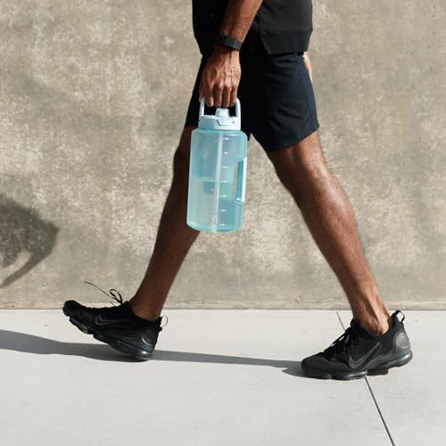 ZULU Goals Large Water Bottle Jug with Time Marker & Handle for All Day Hydration | Silicone Soft Straw with Locking Leak-Proof Lid | For Gym, Camping, Workout, and Outdoors | BPA-Free | 64oz, 128oz