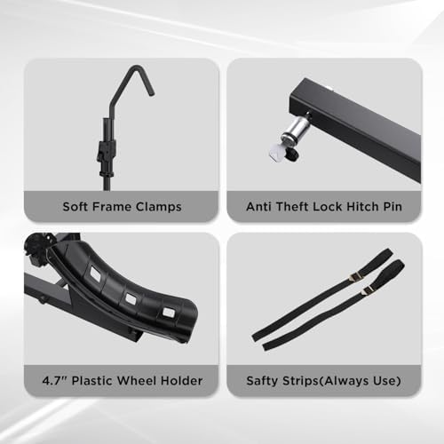 TANX Bike Racks for Ebikes,Fat Tire Bike Rack for Tow Hitch 2-Bike 200 lbs Capacity,Hitch Bike Rack for Heavy E Bike, Wobble Free Smart Tilting Platform Style Bike Rack for Standard, 2 inch Receiver