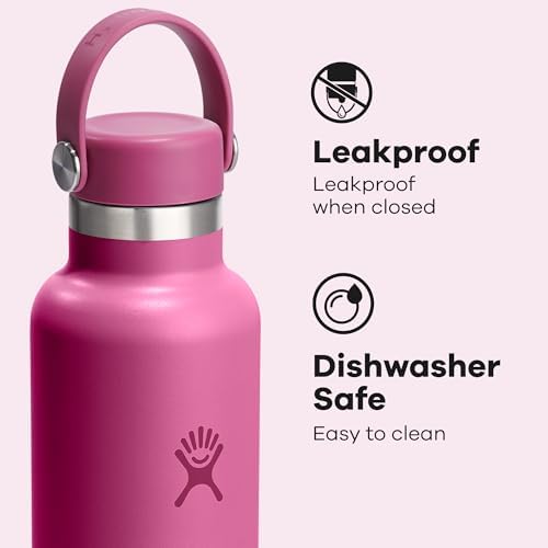 Hydro Flask Stainless Steel Standard Mouth Water Bottle with Flex Cap and Double-Wall Vacuum Insulation