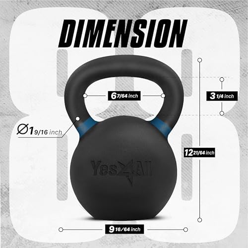 Yes4All Powder Coated Cast Iron Kettlebell Strength Training Kettlebells Weight Set for Full Body Workout, Home Gym