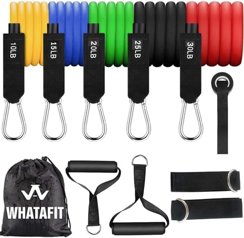 WHATAFIT Resistance Bands, Exercise Bands,Resistance Bands for Working Out, Work Out Bands with Handles for Men and Women Fitness, Strength Training Home Gym Equipment