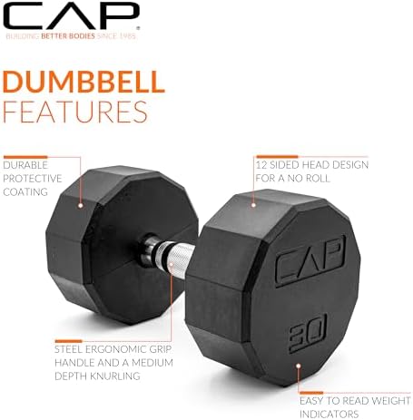 CAP Barbell Coated Hex Dumbbell Weight | Multiple Options