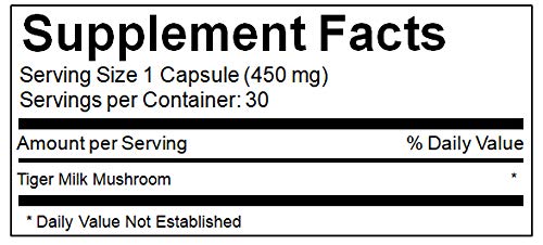 Tiger Milk Mushroom (Lignosus rhino.) USA, Lung Respiratory Immune Support 450mg capsule