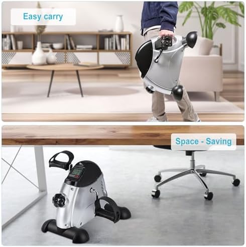 Mini Exercise Bike, himaly Under Desk Bike Pedal Exerciser Portable Foot Cycle Arm & Leg Peddler Machine with LCD Screen Displays