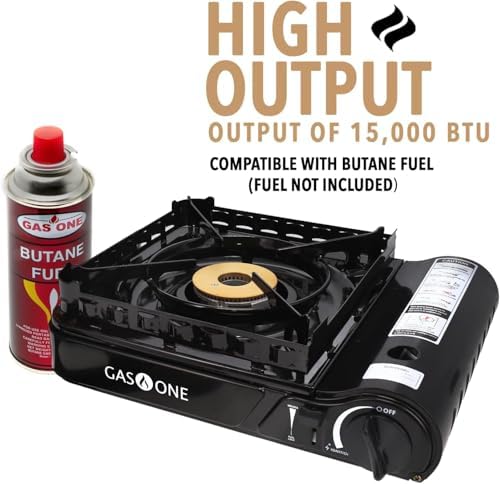 GasOne 15,000 BTU Propane or Butane Stove Dual Fuel Stove Portable Camping Stove - Patented - with Carrying Case Great for Emergency Preparedness Kit