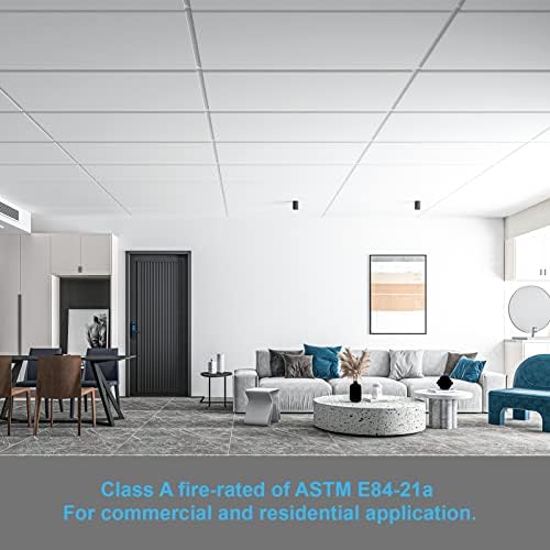 Art3d 10-Pack Smooth Drop Ceiling Tile 2ft x 4ft - Fire-Rated, Waterproof, Reusable - Premium PVC, No Sag and Breakage - Cover 80 Sq. Ft, White