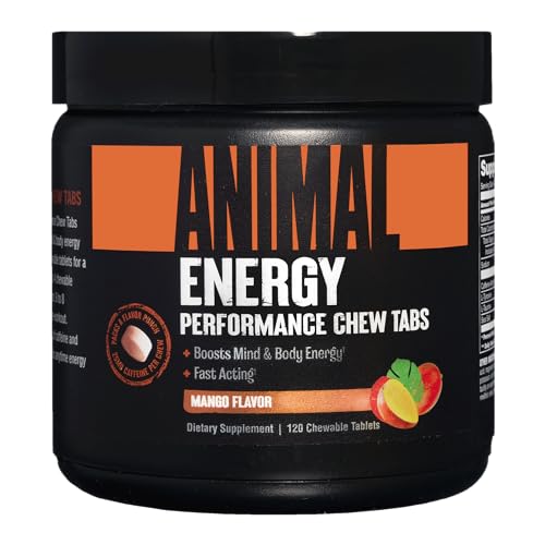 Animal Energy Chews, Fast Acting Energy with Caffeine, Nootropics and Sea Salt for Focus and Pre Workout - Convenient and Delicious Chews Format - Mango