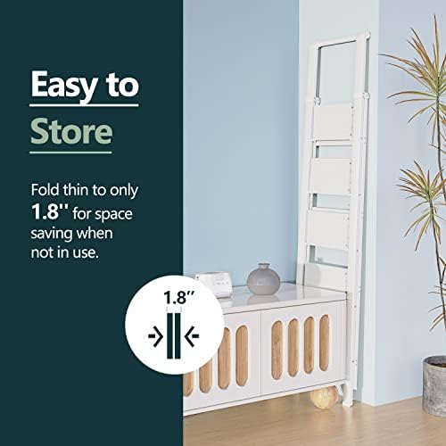 WOA WOA 5 Step Ladder, Ladders for Home, Anti-Slip Pedals, Aluminum Step Stool Foldable, Lightweight to Move, Ease of Storage, Reach 10ft for Closet Kitchen Library, Hold 300lbs - White