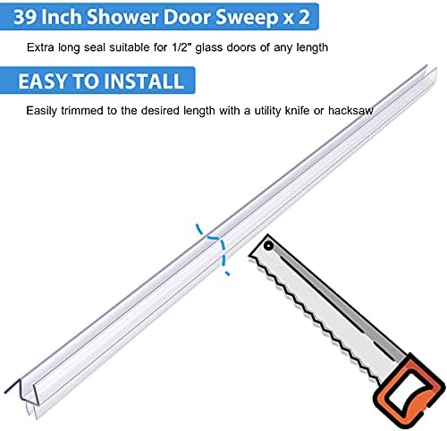 2-Pack Butecare Frameless Shower Door Bottom Seal for Glass Doors – Stop Shower Leaks and Create a Water Barrier (1/2” x 39”)