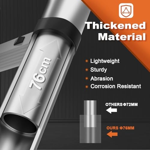 Soctone Telescoping Ladder, 10.5 FT Button Retraction Aluminum Extension Ladder with 2 Triangle Stabilizers, Multi-Purpose Ladder with Slow Down Design, 330lbs Max Capacity for House Daily Life