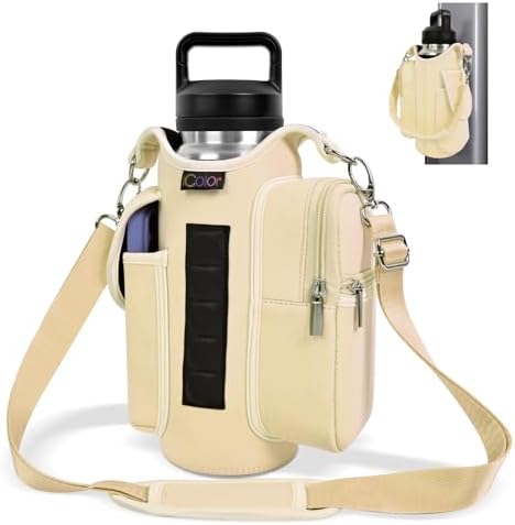 icolor Magnetic Gym Bag Water Bottle Carrier Holder with Phone Pockets & Shoulder Strap,5 Built-in Magnets Gym Bottle Pouch Sleeve,Magnetic Bag Gym Accessories Organizer for Men Women