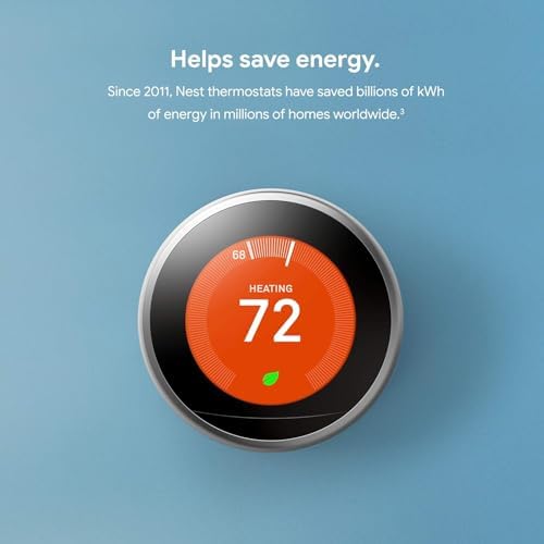 Google Nest Learning Thermostat - 3rd Gen - Programmable Smart Thermostat for Home - Compatible with Alexa (Mirror Black)