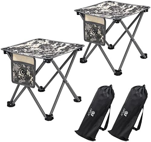 Opliy Camping Stool 2 Pack,13.5 Inch Portable Folding Stool for Outdoor Gardening and Beach Hiking Fishing,Foot Stool with Carry Bag (Camouflage)