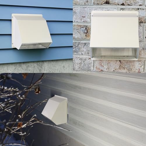 6 Inch Hooded Wall Vent with Screen and Damper,Wall Exhaust Vent Cover Cap,Dryer Vent Cover Outside,External Extractor Wall Vent Hood for House Kitchen Range Hood Air Ventilation,Galvanized Steel,Whit