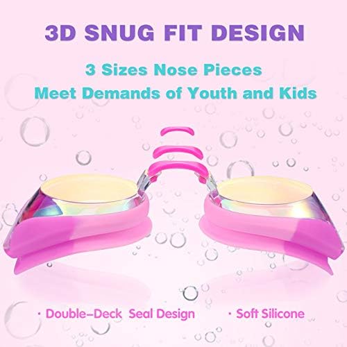 Keary Kids Swim Goggles for Toddler Kids Youth(3-12),Anti-Fog Waterproof Anti-UV Clear Vision Water Pool Goggles