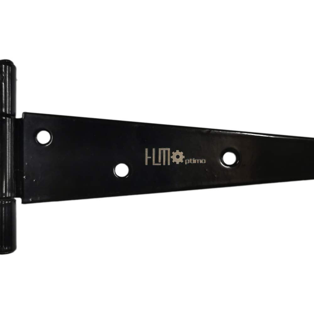 HLMOptimo Heavy Duty T Hinge Tee T Strap Shed Gate Barn Fence Door Hinge Wrought Rustproof Black (6 pcs, 4 inch)