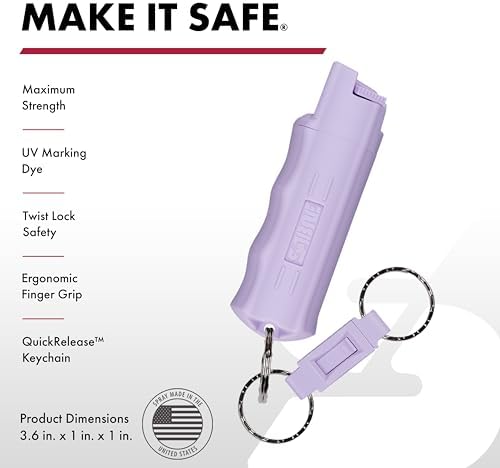 SABRE Pepper Spray, Maximum Police Strength OC Spray, Quick Release Keychain for Easy Carry and Fast Access, Finger Grip for More Accurate and Faster Aim, 0.54 fl oz, Secure and Easy to Use Safety