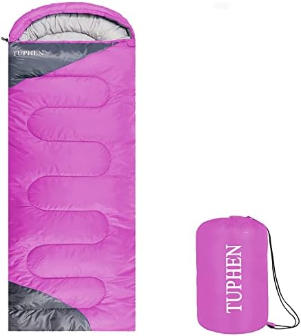 tuphen- Sleeping Bags for Adults Kids Boys Girls Backpacking Hiking Camping Microfiber Liner, Cold Warm Weather 4 Seasons Indoor Outdoor Use, Lightweight & Waterproof