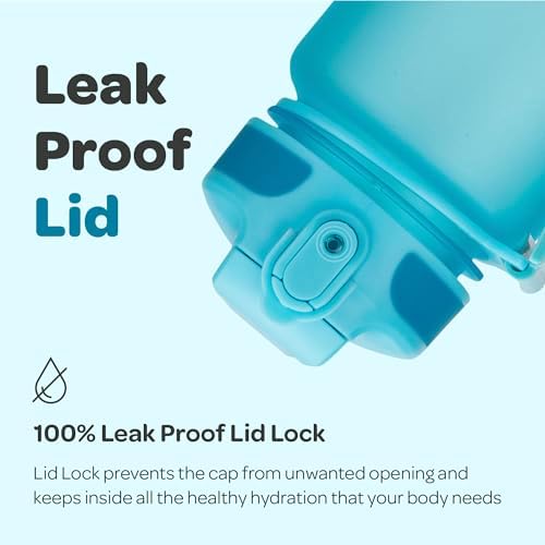 Hydracy Water Bottle with Time Marker -Large BPA Free Water Bottle & No Sweat Sleeve -Leak Proof Gym Bottle with Fruit Infuser Strainer & Times to Drink -Ideal for Fitness Sports & Outdoors