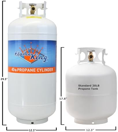 Flame King YSN401a 40 Pound Steel Propane Tank Cylinder with Overflow Protection Device Valve,White