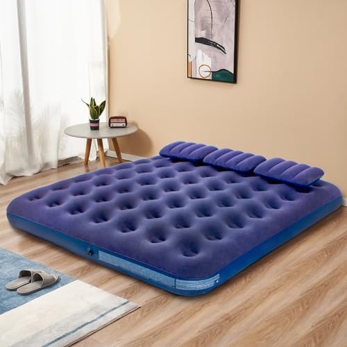 DIMAR GARDEN King Size Camping Air Mattress Inflatable Bed with Pillow,Include Hand Pump
