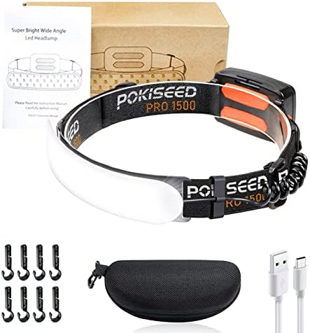 1500 Lumens Rechargeable LED Headlamp with 230° Beam, 3 Modes, IPX6 Waterproof - For Camping, Running, Fishing, Hard Hat Work