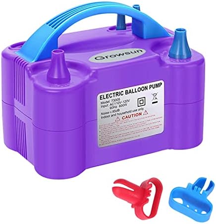 Growsun Electric Balloon Pump Air Inflator Portable Automatic Dual Nozzle Balloon Blower 110V 600W for Birthday Baby Shower Balloons Party Decorations