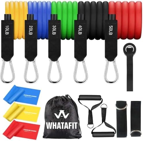 WHATAFIT Resistance Bands, Exercise Bands,Resistance Bands for Working Out, Work Out Bands with Handles for Men and Women Fitness, Strength Training Home Gym Equipment