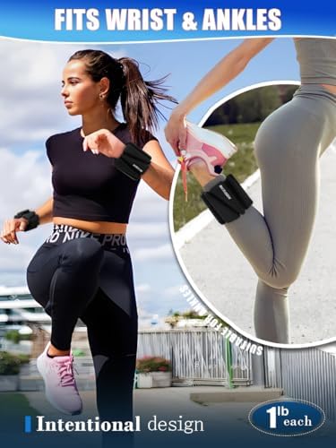 Wrist Ankle Weights Set of 2(1 lb/2 lbs Each) Adjustable Weights Training Intensity for Strength Training Walking Running Yoga Pilates Jogging for Women Men