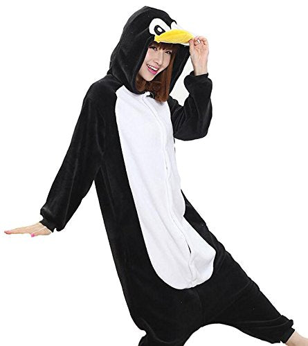 Adrinfly Penguin Onesie One Piece Animal Pajamas Cosplay Costume for Adults Women Men, Thanksgiving Christmas Homewear Sleepwear, Large