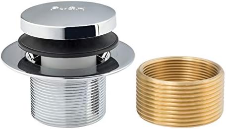 Artiwell Tip-Toe Bathtub Drains Trim Set with Two-Hole Overflow Faceplate, Replacement Bath Drain Trim Kit with 2-Hole Overflow Faceplate and Universal Fine/Coarse Thread (CHROME PLATED)