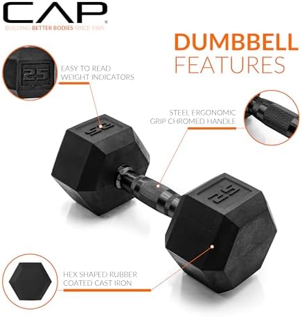 CAP Barbell Coated Hex Dumbbell Weight | Multiple Options