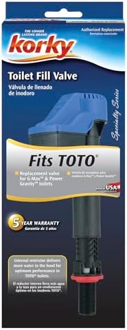 Korky 528T Replacement TOTO Toilet Fill Valve - Fits G-Max and Power Gravity Toilets -Easy to Install -Made in USA, Black