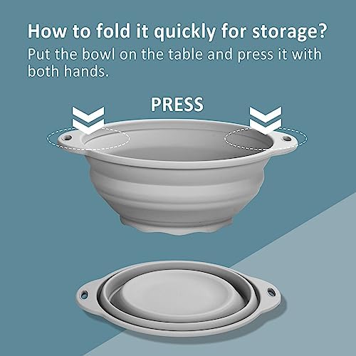 Collapsible Camping Bowl 88oz Collapsible Silicone Salad Bowl Large Silicone Bowl for Outdoor Hiking Travel Storage and Mixing(Light Blue)