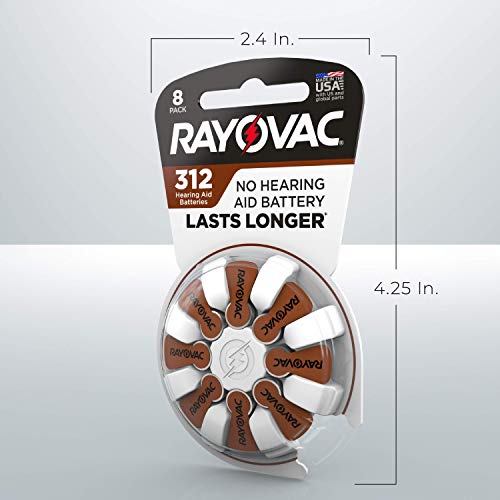 Rayovac Hearing Aid Batteries Size 312 for Advanced Hearing Aid Devices, 8 Count (Pack of 7)