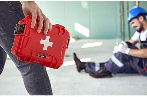 NANUK 903 Waterproof First Aid Box Empty – Durable, Medical First Aid Organizer Case, IP67-Rated, Dustproof, Impact-Resistant, and Floats (7.4" x 4.9" x 3.1") – Red