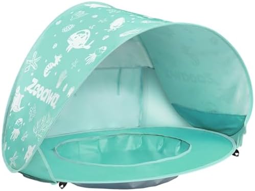 Zooawa Baby Beach Tent, Pop Up Beach Tent Sun Shade for Beach, Portable Shade Pool UV Protection Sun Shelter for Infant with Beach Sand Toys Set