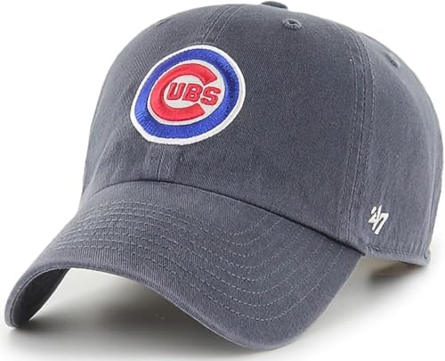 47 Brand MLB Vintage Navy Primary Logo Clean Up Adjustable Baseball Cap Hat, Adult One Size Fits All