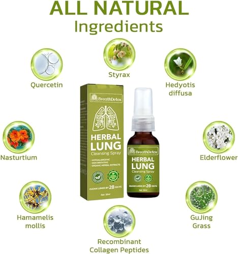 BreathDetox Herbal Lung Cleansing Spray, Herbal Lung Cleanse Spray, Breath Detox Herbal Lung Cleansing Spray, Herbal Lung Cleanse Mist - Powerful Lung Support (4 Pcs)