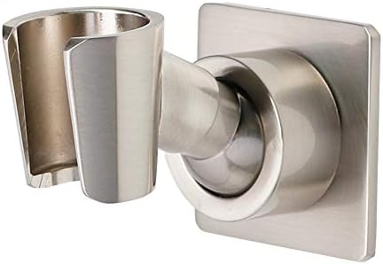 Shower Head Holder All Metal Handheld Shower Wand Bracket Adhesive Shower Wall Mount Holder Brass Shower Spray Holder Brushed Nickel, Drill Free Glue Installation