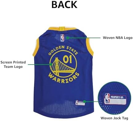 Pets First NBA GOLDEN STATE WARRIORS DOG Jersey, Medium - Tank Top Basketball Pet Jersey