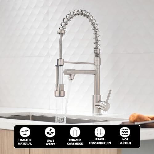 AIMADI Kitchen Faucet with Pull Down Sprayer,Commercial Stainless Steel Pull Down Sprayer Kitchen Faucet Single Hole Single Handle RV Laundry Outdoor Kitchen Sink Faucets