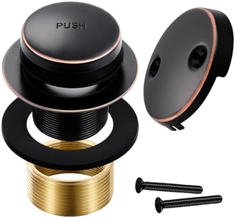Oil Rubbed Bronze Bathtub Drain Tip-Toe Tub Trim Set with Two-Hole Overflow Faceplate Bathroom Tub Drains Replacement Conversion Kit